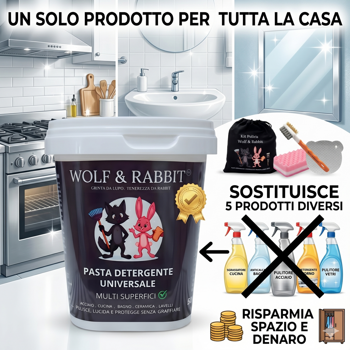 Wolf & Rabbit - Pasta Detergente Multiuso Professionale Naturale