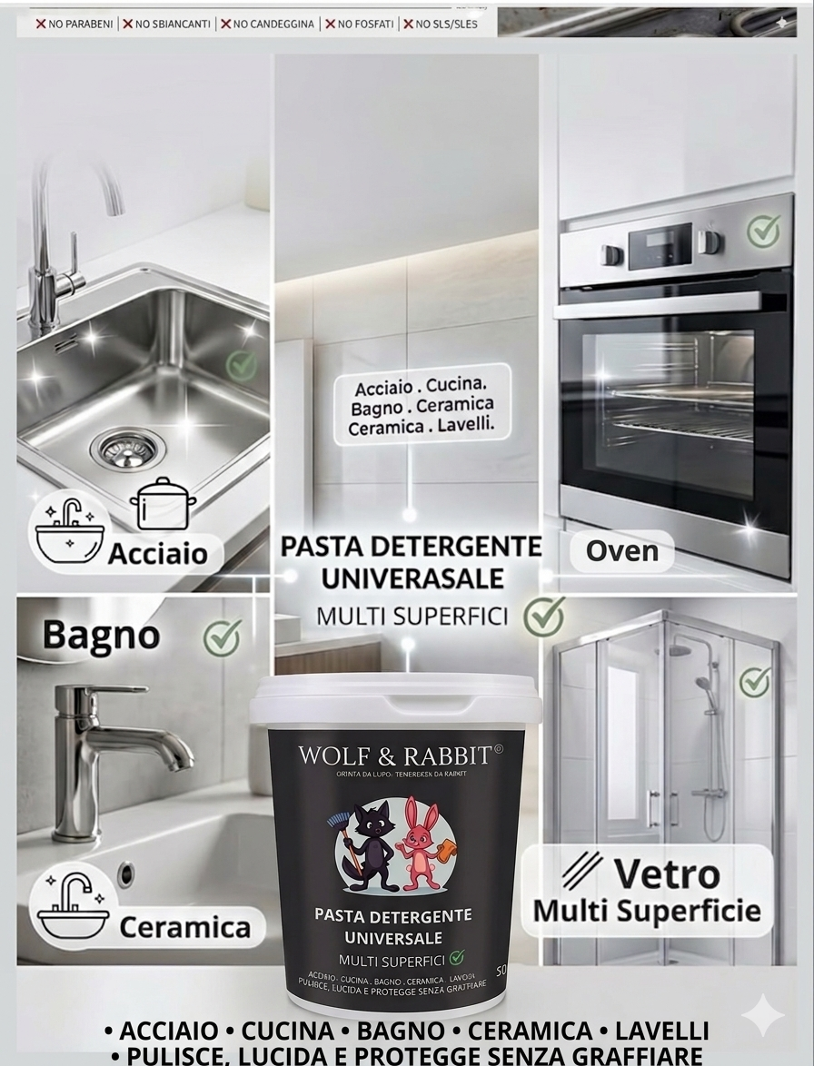 Wolf & Rabbit - Pasta Detergente Multiuso Professionale Naturale