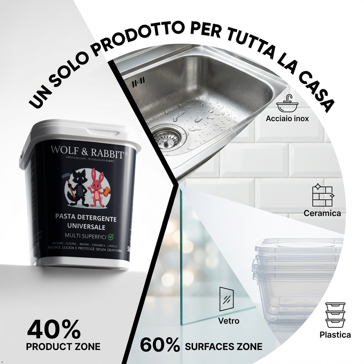 Wolf & Rabbit - Pasta Detergente Multiuso Professionale Naturale