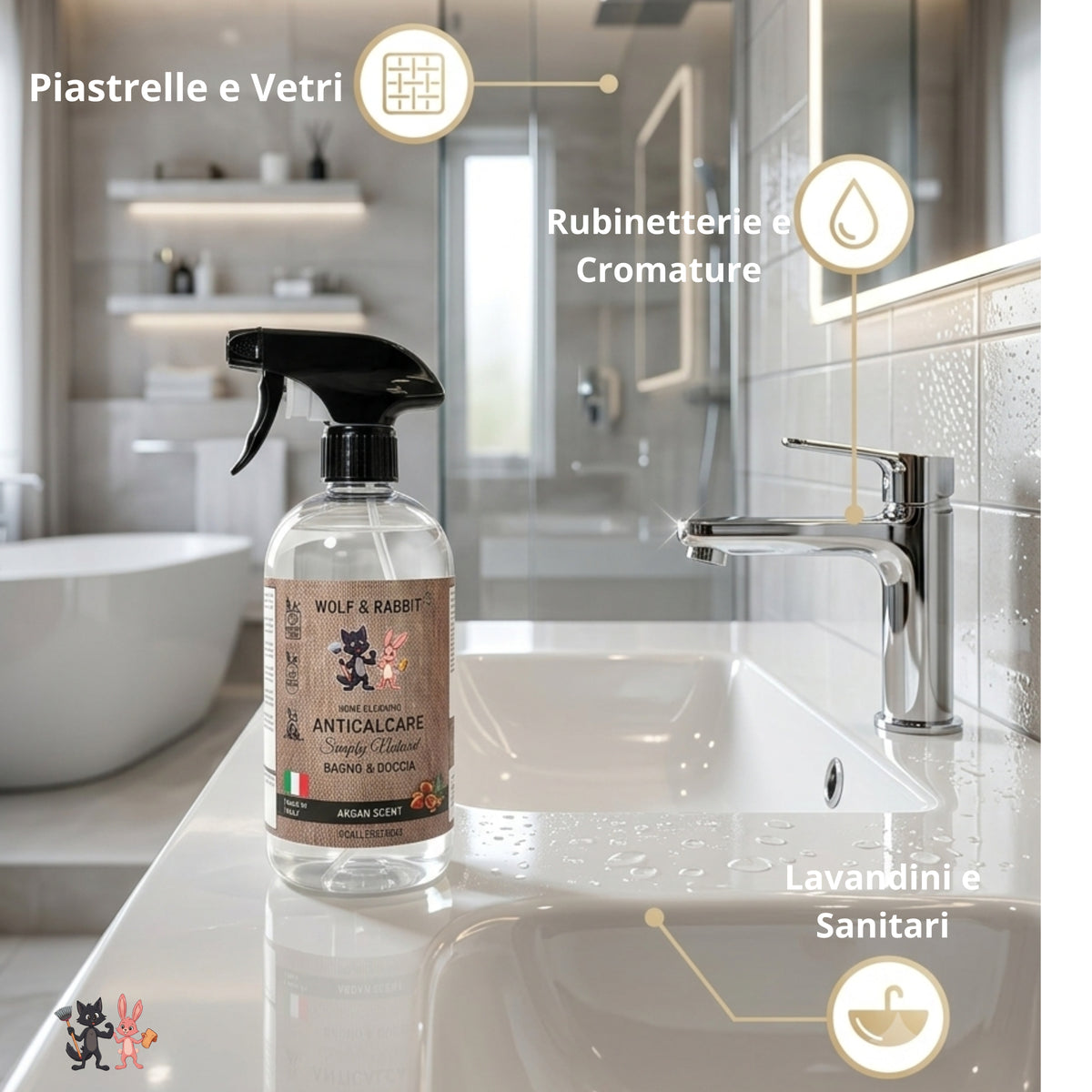 Wolf & Rabbit - Spray Anticalcare Naturale Profumato all'Argan 500ml