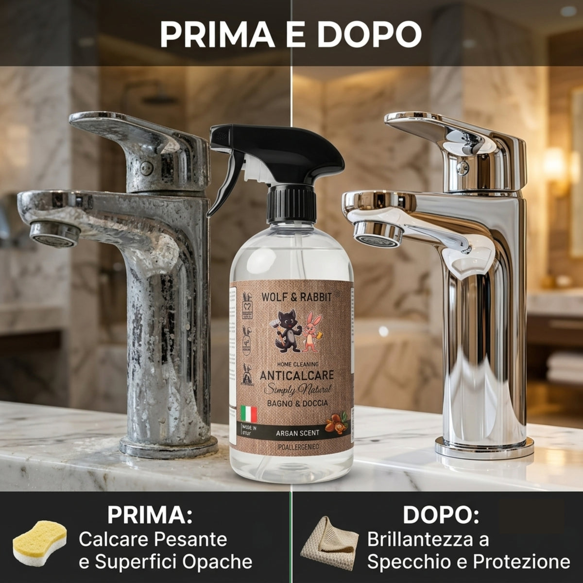 Wolf & Rabbit - Spray Anticalcare Naturale Profumato all'Argan 500ml
